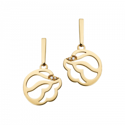 Motifs d'oreilles Cygne or jaune semi pavé