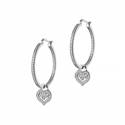 Créoles et coeur or gris pavé de Diamants