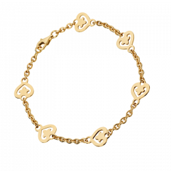 Bracelet Legendes fin en or jaune avec 6 coeurs