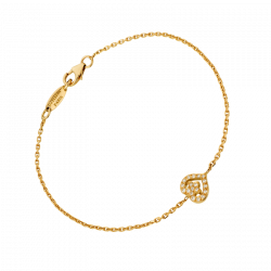 Bracelet Legendes 1 coeur en or jaune pavé, petit modèle