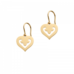 Motifs d'oreilles Coeur Legendes en or jaune, moyen modèle