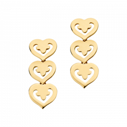 Motifs d'oreilles 3 Coeurs Legendes en or jaune, petit modèle