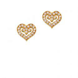 Motifs d'oreilles coeur Legendes en or jaune, petit modèle