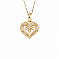 Pendentif Coeur Legendes pavé en or jaune, moyen modèle
