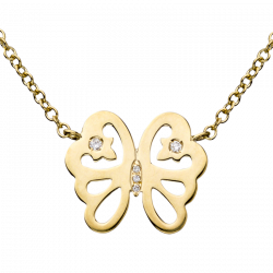 Collier Papillon Féerie de Legendes en or jaune avec 5 diamants, sur chaine