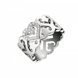 Pendentif Passionata or gris, 1 coeur pavé