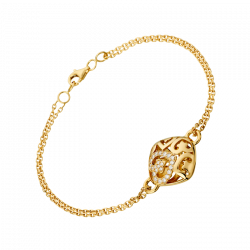 Bracelet Sweety or jaune 1 coeur pavé sur double chaine
