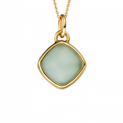 Pendentif Sweety fleurs de lys en or jaune  avec une aigue marine