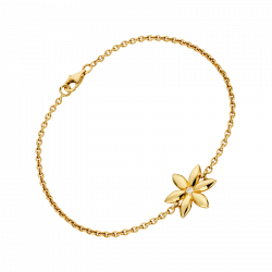 Bracelet Vivaldi en or jaune sur chaine avec 1 fleur et un diamant centrale