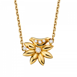 Pendentif Vivaldi en or jaune et diamants avec 1 fleur et 1 oiseau