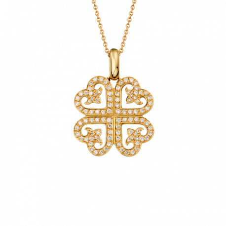 Pendant Coeur Légendes 4 hearts in yellow gold and diamonds