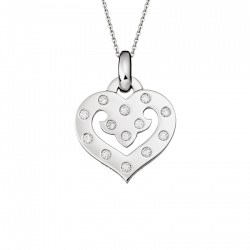 Pendant Coeur Légendes white gold with 13 diamonds medium model