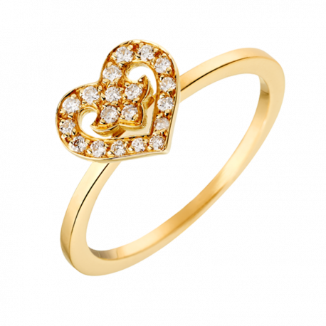 Ring Coeur Légendes yellow gold and diamonds