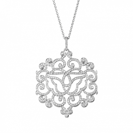 Pendant Double Cygne white gold and diamonds