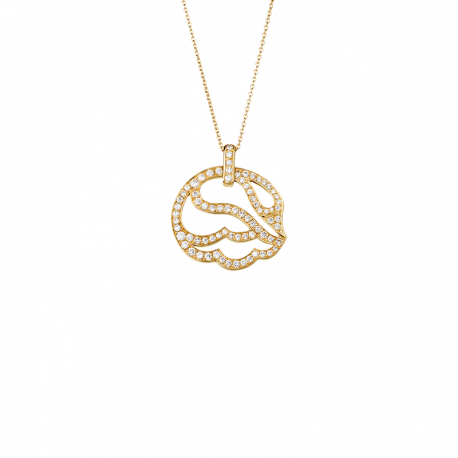 Pendant Cygne yeallow gold and diamonds medium model