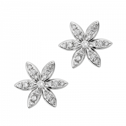 Earrings Vivaldi white gold with a diamonds flower medium model