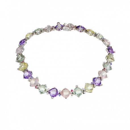 Necklace Sweety white gold quartz, amethyst and diamonds