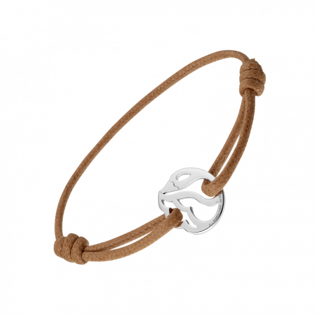 Bracelet Cygne sur cordon cuir