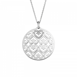 Pendentif Saga or blanc + 1 coeur pavé