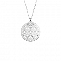 Pendentif Saga or blanc petit modèle + 1 coeur pavé