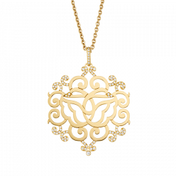 Pendentif Double Cygne or jaune semi pavé
